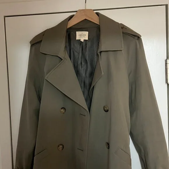 Sezane Olive Trench Coat - Picture 4 of 5